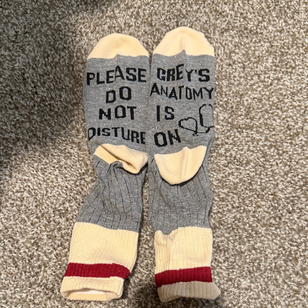 Grey’s Anatomy Gray and Cream Casual Socks